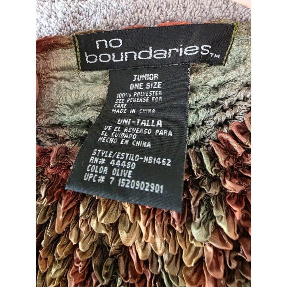 No Boundaries Olive Green Brown Crinkle Texture Top Junior One Size - Picture 3 of 5